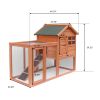 Chicken Coop Wooden Bunny Rabbit Hutch; Outdoor Large Hen Cage with Ventilation Door; Removable Tray & Ramp Garden Backyard Pet House Chicken Nesting